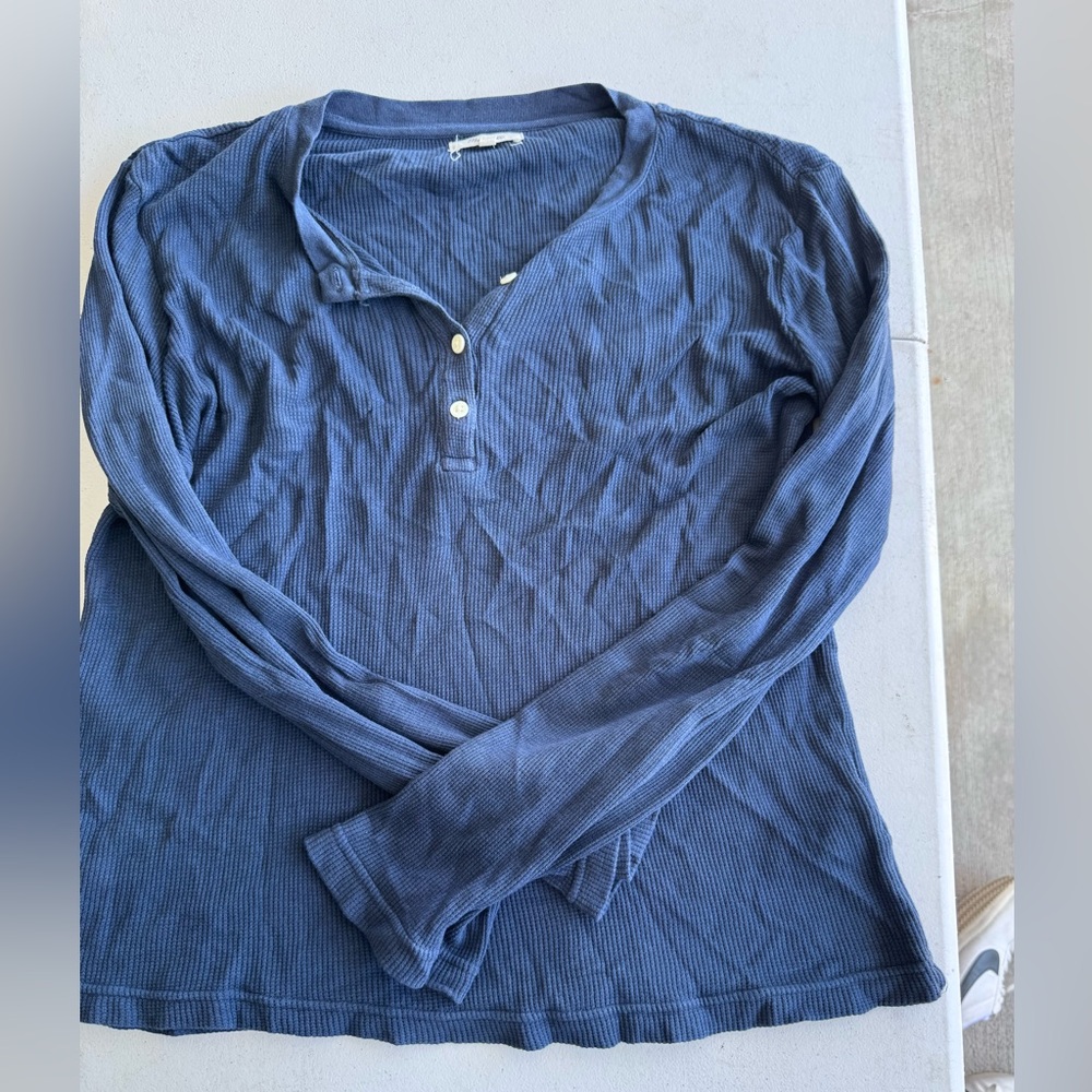Madewell Blue Long-Sleeve Waffle Henley